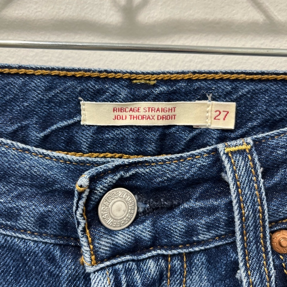 Levi's High Rise Straight Leg Jeans - Dark Blue Wash - Picture 6 of 16